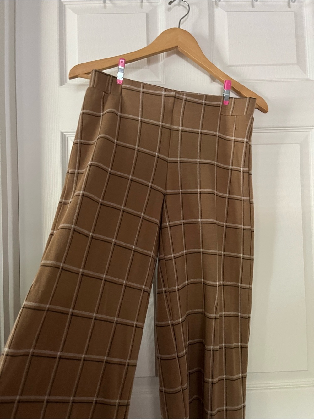 J. Jill SzS Tan/Black/White Windowpane Ponte Knit Full-Leg Cropped Pants - Picture 5 of 7